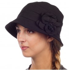 Sakkas Mujers Solid Linen Blend Flower Accent Cloche Bucket Bell Summer Hat  eb-92144816